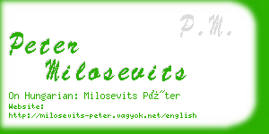peter milosevits business card